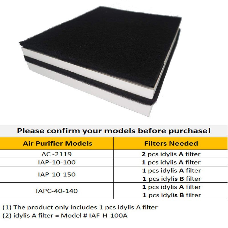 BBT BAMBOOST Replacement Filters A Compatible with Idylis AC-2119, IAP-10-100, IAP-10-150, IAPC-40-140 and Filtrete FAP-C01-A Air Purifiers, Part # 1150096# IAF-H-100A, 2 HEPA Filters + 4 Carbon Pre-Filters - Image 2
